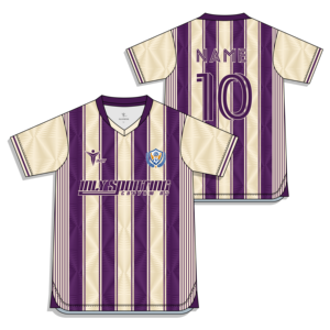 Maillot de football personnalisé à sublimation, à manches courtes et rayé, avec technique de découpe automatisée - Product Image 1