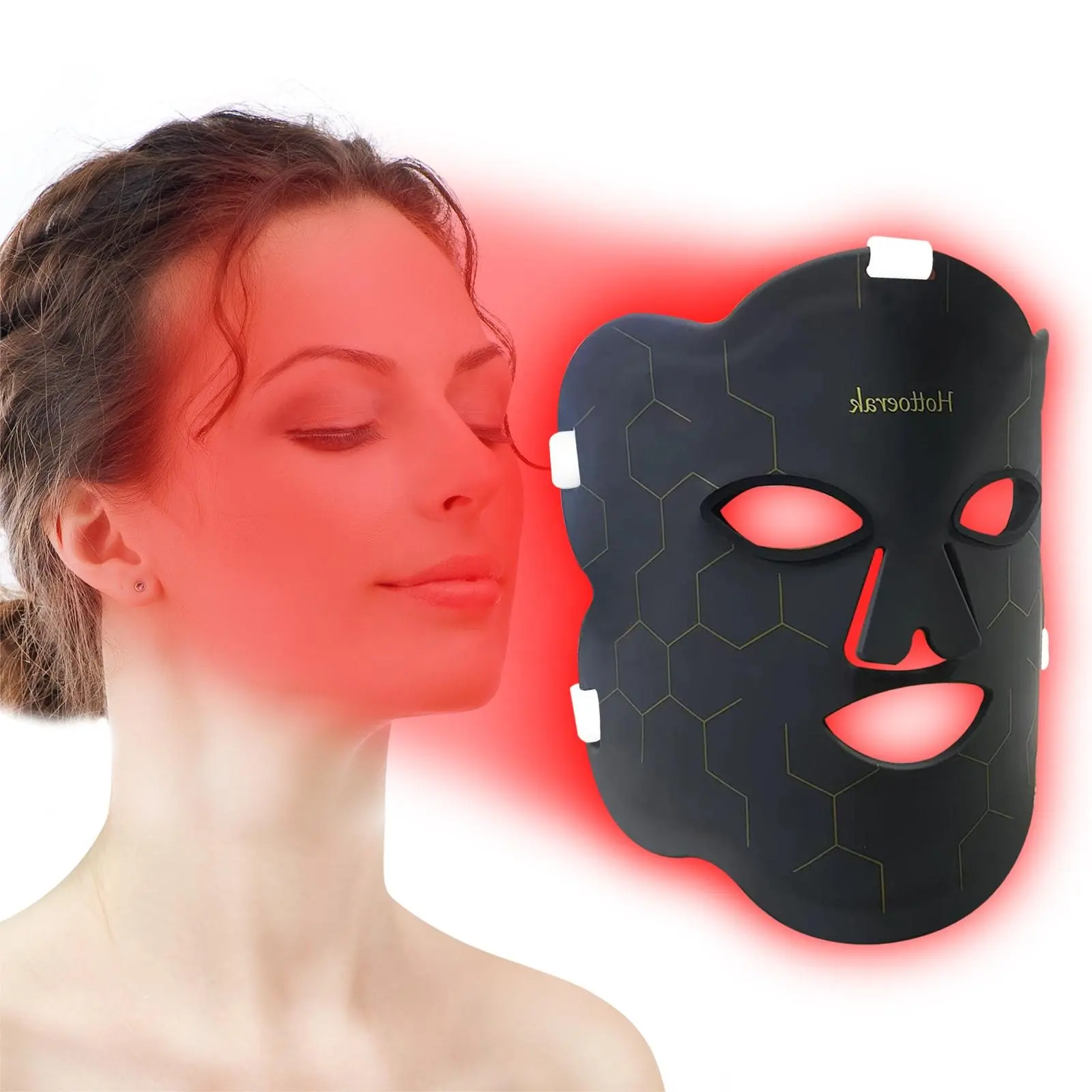 Lumière rouge pour le visage, masque facial à LED avec luminothérapie proche infrarouge 660nm et 850nm, pour la lumière de soin de la peau du visage