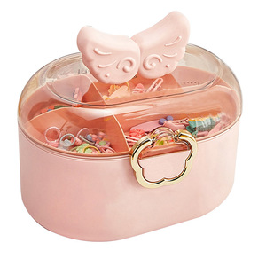 Caja de almacenamiento de accesorios para el cabello para niños, color rosa, con compartimentos para pinzas, diademas, bandas elásticas y joyas - Product Image 3