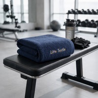 Serviette de luxe LiHe 100% coton brodée, toutes couleurs, boucles moelleuses, haute absorption d'eau, serviette de luxe pour la salle de sport, les sports et le bain