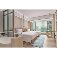 Ensemble complet de mobilier de chambre d'hôtel cinq étoiles haut de gamme moderne avec panneaux en bois pour appartements de club, chambres d'hôtel et villas