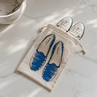 Sac de rangement pour chaussures en coton naturel avec cordon de serrage, personnalisable avec logo imprimé, idéal pour les voyages, la maison et le placard - Vente en gros