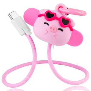 Correa de Muñeca con Diseño de Cerdito Rosa, Cable de Carga Rápida de 60W, USB C a USB C, Cordón para Teléfono Móvil y Portátil, Cable de Datos USB Tipo C para Exteriores - Product Image 1
