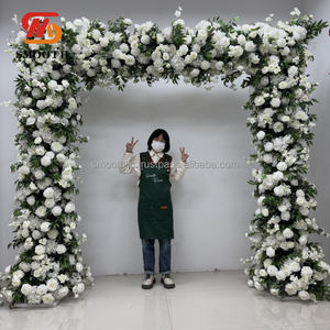 Arche florale en fleurs vertes naturelles pour décoration de mariage en plein air, nouveau design lisse - Product Image 5