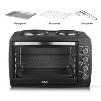 Four Micro-Ondes Électrique Portable RAF 55L 2-en-1 avec Plaque Chauffante Intégrée, Idéal pour la Cuisine et la Cuisson, et Porte Vitrée Visuelle