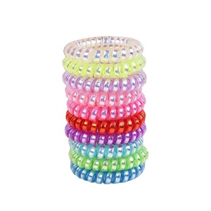 Classic Elastic <strong>Hair</strong> Tie Bracelet Women Accessories <strong>Hair</strong> Coil Girl Flexible Plastic Spring Phone Coil Gradient Kids <strong>Hair</strong> Ties - Product Image 2