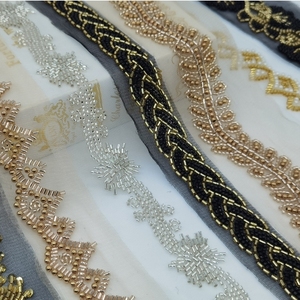 डिजाइन दुल्हन मनके पॉलिएस्टर फ्रेंच क्रिस्टल मोती Chantilly घूंघट Beading कपड़े शादी फीता ट्रिम - Product Image 5