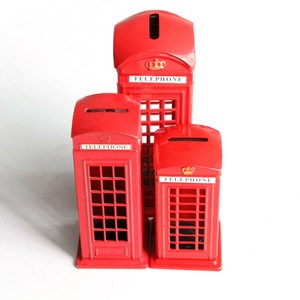 Venta al por mayor de aleación de zinc personalizada esmalte metal Londres Reino Unido recuerdo turístico cabina telefónica tacón alto hucha para niños - Product Image 2