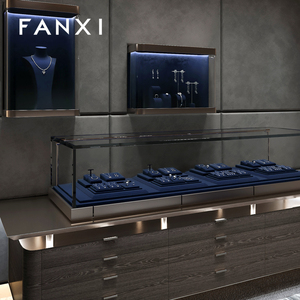 Expositor de Joyería de Microfibra Azul Oscuro Jinsky al por Mayor, Soporte para Colgantes y Anillos, Expositor de Collares Inclinado, Tamaño Personalizable para Joyería - Product Image 4