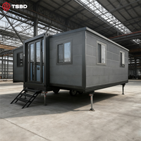Normes locales Maison préfabriquée en conteneur extensible 20 pieds 30 pieds 40 pieds Petites maisons mobiles prêtes à être expédiées sur roues