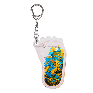 Nước nổi lấp lánh bên trong hình dạng chân Keychain <span class=keywords><strong>Keyring</strong></span> - Product Image 1