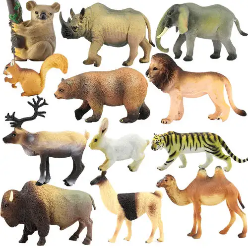 Factory direct sell solid PVC material wild animals toys collection lifelike zoo educational wild animal toys for kids
