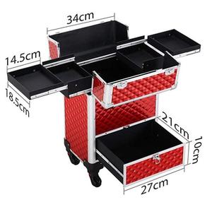 <strong>Makeup</strong> Train Case/Cosmetic Case/<strong>Trolley</strong>/Suitcase/Box Large Capacity <strong>Trolley</strong> with 4 Retractable Trays &amp; 1 Smooth Sliding Drawer - Product Image 2