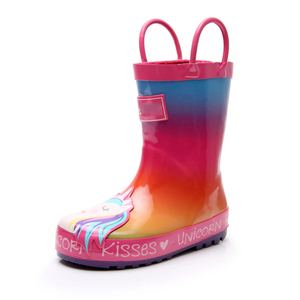 Bottes de pluie imperméables pour enfants avec poignées Bottes de gomme en caoutchouc pour l'extérieur - Product Image 6