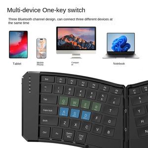 JOMAA Ergonomic Foldable Leather <b>Keyboard</b> Lightweight and Portable <b>Keyboard</b> and Mouse Combo Compatible With Multi System - Product Image 3
