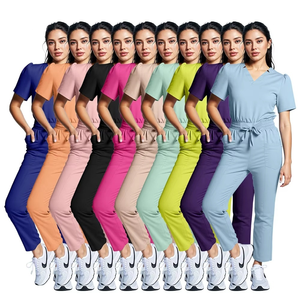 ชุดผ่าตัดแขนสั้นคอวีสำหรับผู้ชายและผู้หญิงสำหรับฤดูร้อนชุดผ่าตัดผ้าสครับสำหรับโรงพยาบาลแห้งเร็วปักคำสำหรับแพทย์ - Product Image 5