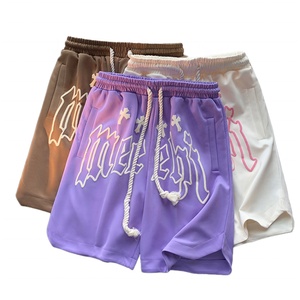 Custom Logo Casual Mid 3D Foam Puff Printed Cotton Summer Shorts Drawstring Mens <b>Elastic</b> Waist Jogger Sweat Shorts - Product Image 3