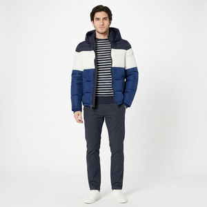 NEW Fashion Style Men's <b>Warm</b> <b>Waterproof</b> Canvas Puffer Jacket with Stand Collar Front Logo Wholesale Winter Streetwear Quilted - Product Image 1