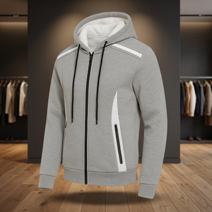 ROCK – Blouson d'hiver pour homme, écologique, anti-plis, anti-bouloches, anti-rétrécissement, zippé, doublé polaire Sherpa, à capuche, en polyester/coton, coupe classique - Product Image 3