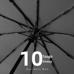 Premium Business Classique Entièrement Automatique Fer Tube Hommes Extra Large Double Personne Robuste Coupe-Vent 3 Plis <span class=keywords><strong>Parapluie</strong></span> - Product Image 4