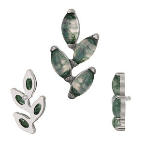 Mode Helix Oorbel Labret Piercing Sieraden Eeuwige Astm F136 Titanium 16G Mos Agaat Steen Lip Neus Ringen Body Sieraden Gzn - Product Image 5