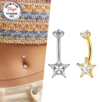 ASTM F136 Titan Bauchnabelpiercing Zirkon Herz Stern Nabelringe G23 Implantatqualität Körperschmuck Großhandel