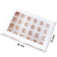 Boîtes d'emballage pour cupcakes en papier rectangulaires pliables écologiques à 24 trous pour transporter des macarons et des biscuits