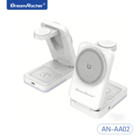 DREAMKACHER AN-AA02 Chargeur sans fil 3 en 1 15W PD 2.0 Câble magnétique pliable rétractable Multi-sorties pour écouteurs, montre, téléphone