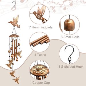 Campanelli a Vento in Metallo per Amanti degli Uccelli, Regalo Musicale da Esterno, Ornamenti Commemorativi per Giardino, Decorazione con Tubi in Alluminio - Product Image 4