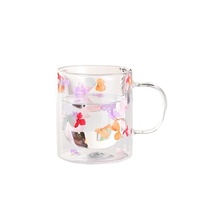Mug à café portable haute performance en verre borosilicate à double paroi, écologique, avec poignée et couvercle à visser, multi-usages