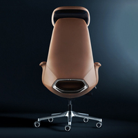 Chaise de bureau exécutive moderne en cuir avec base pivotante réglable en hauteur, idéale pour le bureau à domicile, structure métallique, revêtement en cuir