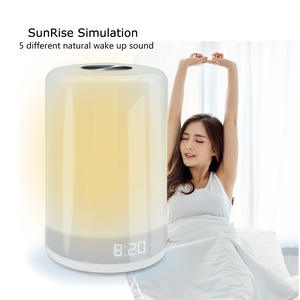 Double <strong>Shade</strong> Desk Clock Sunrise Sunset Simulation Light Touch Lamp With RGB Lights 5 Alarm Sounds <strong>Snooze</strong> Function Wake up Light - Product Image 5