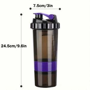 Botella Deportiva de Plástico Resistente de 500 ml, 3 en 1, Vaso Mezclador Portátil con Compartimento para Polvo y Pastillas para Gimnasio - Product Image 5