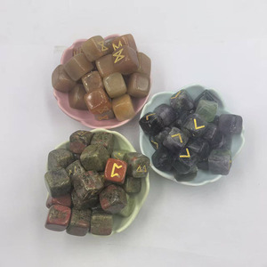 <b>Crystal</b> Blocks Square 13mm Laser Engraved Polished Rune Characters <b>Set</b> of 25 Diy Home Decoration - Product Image 3