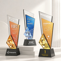 Trophée de récompense en cristal coloré de luxe, gravé sur mesure pour le meilleur employé, réunion annuelle d'entreprise