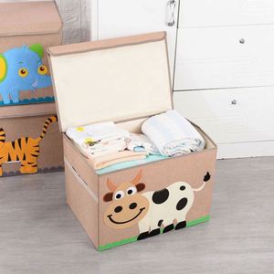 Collapsible Linen Fabric <b>Clothes</b> <b>Storage</b> Box with Carved Design Foldable Flip-Top Lid <b>Clothes</b> <b>Storage</b> Box - Product Image 1