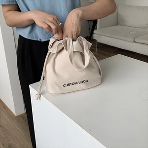 Bán Buôn Thân Thiện Với Môi Tái Chế Xử Lý Bông Vải Trống Cho Phụ Nữ Vai Dây Kéo Túi Với Dây Thừng Xử Lý - Product Image 5