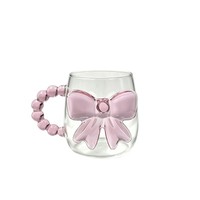 Tasse en verre borosilicate rose papillon style Instagram, résistante aux hautes températures, sans pied, sans couvercle, pour café lounge
