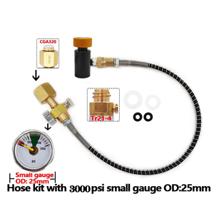 Tuyau de recharge CO2 SodaStream 24 pouces, ligne haute pression, adaptateur CGA320/W21.8 vers TR21-4 avec manomètre et dispositif de sécurité - Product Image 6