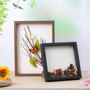 Hot Bán Bán Buôn Tùy Chỉnh A4 Walnut Gỗ Bướm Mẫu Vật 3d Nghệ Thuật Sâu Bóng Hộp Ảnh Khung - Product Image 4