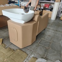 Fauteuil de lavage moderne de haute qualité pour salon de coiffure, couleur personnalisable avec cuvette en céramique, lit de lavage pour barbier