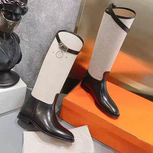 महिलाओं के जूते घुटने के उच्च फ्लैट वाली निचली एड़ी के जूते - Product Image 2