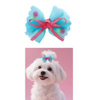 Pinces à cheveux pour animaux de compagnie en tulle maillé avec nœuds colorés, accessoires pour chiens et chats, pinces crocodiles, fournitures de toilettage pour animaux de compagnie