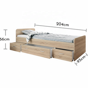 Direkt vom Hersteller: Kinderbett mit Schubladen und Kopfteil-Bücherregal, Funktionales Teenagerbett mit Rahmen und Stauraum - Product Image 4
