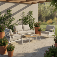 Muebles de Exterior Modernos y Duraderos, Juego de Muebles de Aluminio para Patio, Mesa de Centro, Estilo Rústico, para Jardín, Patio, Apartamento, Hotel
