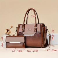 Tas tangan wanita pegangan atas dengan dompet kecil kulit PU tas Tote bahu antik bisnis berlapis tas tangan gelang ritsleting CN;FUJ