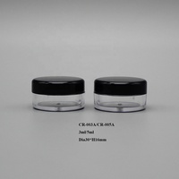 Envase de muestra de exfoliante facial 5g, frascos de plástico PS de boca ancha redonda transparente de 5ml, botella PS de cilindro cosmético con tapa superior de rosca negra