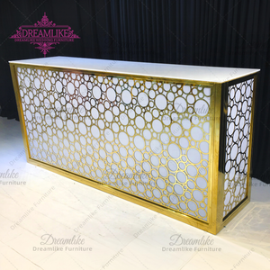 أثاث نادي الزفاف إطار معدني ذهبي مستطيلي أبيض ضوء أكريليك طاولة متنقلة قضبان الكوكتيلات led - Product Image 2