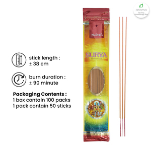 Encens indien brun divin Bathi Tulasi Surya, 50 bâtonnets, avec extrait pur de Tulasi, pour la prière matinale et l'arôme de la pièce - Product Image 2