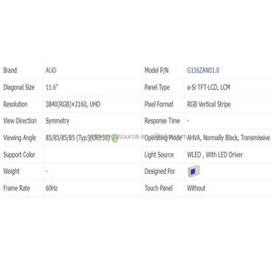 Bonne qualité TFT LCD rétro-éclairage 11.6 pouces 3840*2160 écran LCD G116ZAN01.0 - Product Image 3